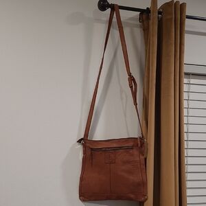 Harbour 2nd Crossbody Bag Hobo Purse Leather Distressed Studs Western Cognac